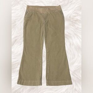 Duo Maternity Beige Khaki Stretch Twill Pants XL Wide Leg Neutral